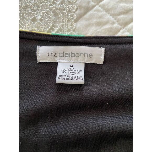 Liz Claiborne Faux Wrap Knee Length Dress Multicolor Chevron Print Size Medium - Picture 10 of 10